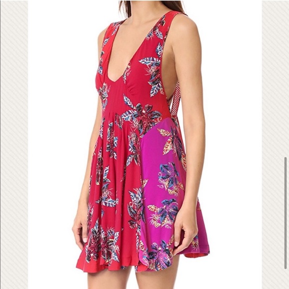Pink & Red Floral “Thought I was Dreaming” Free People Dress - Picture 4 of 9